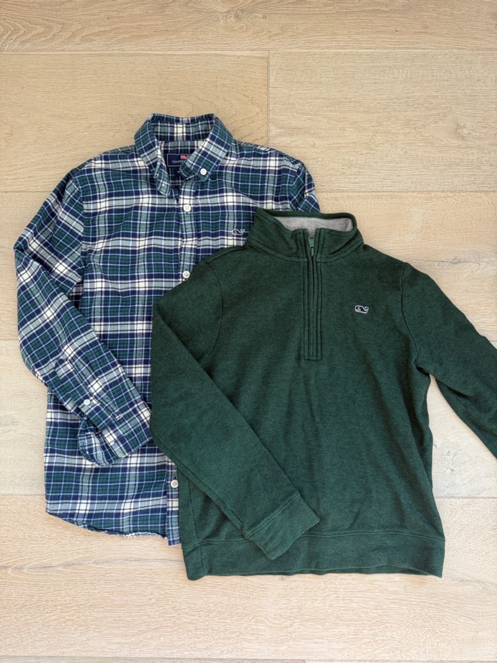 Vineyard Vines Boys Plaid Button-Down and Quarter Zip Pullover
